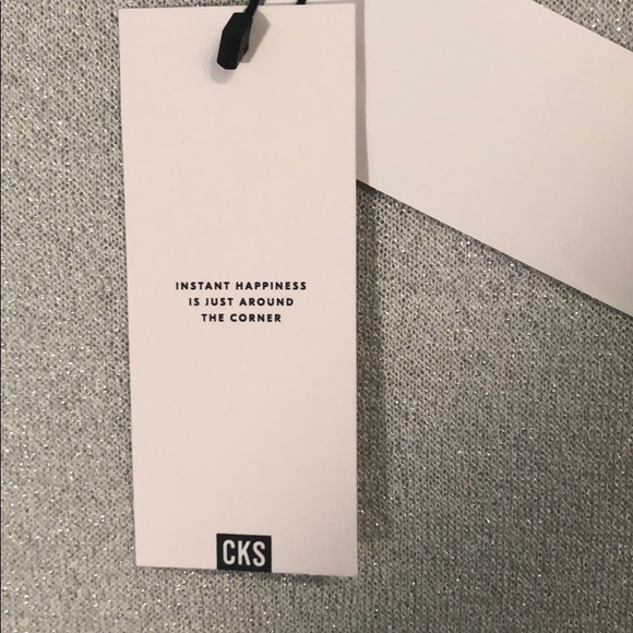 ♥️ WITH TAGS CKS Metallic Silver Short Slv Sweater - Picture 5 of 8